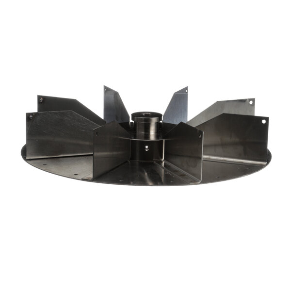 A Doyon Baking Equipment metal fan with four blades.