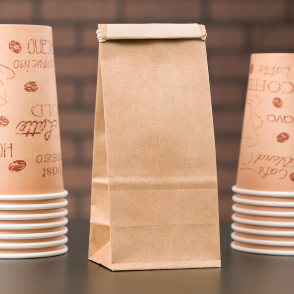 inject Witty Lima 1/2 lb. Brown Kraft Paper Coffee Bag with Reclosable Tin Tie - 100/Pack