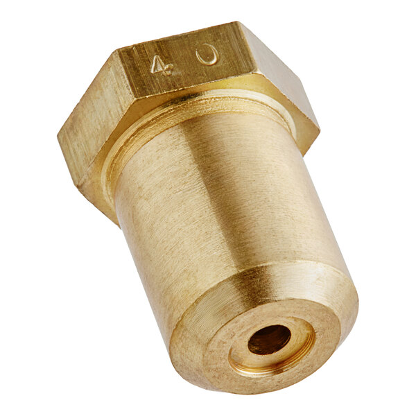 A brass Vulcan orifice with a gold nut.