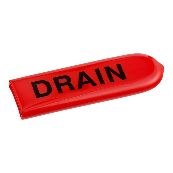A red rectangular plastic sleeve for a Frymaster fryer handle with black text saying "Vlv" and "Frymaster" 