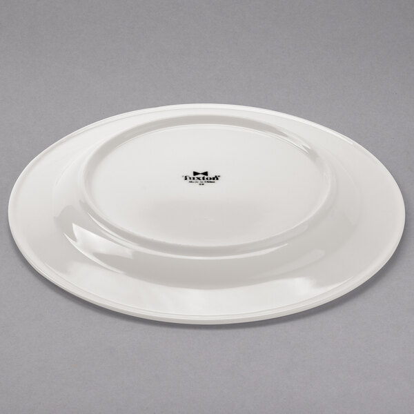 a white plate with a logo on it