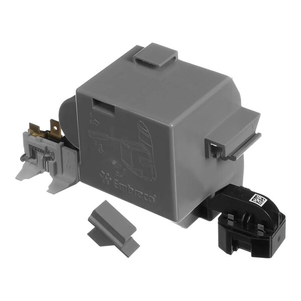 A grey electrical box with a switch and a connector for a Silver King refrigerated beverage dispenser.