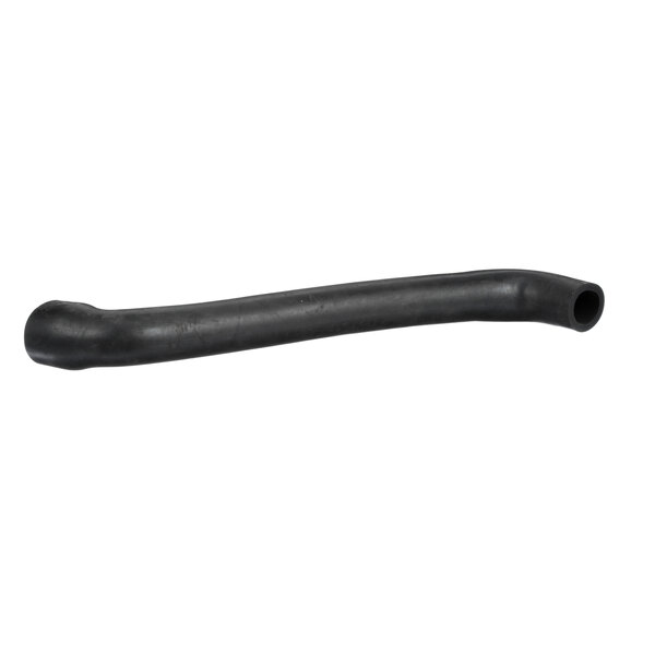 A black rubber hose on a white background.