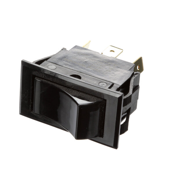 A black switch with a black plastic cover.