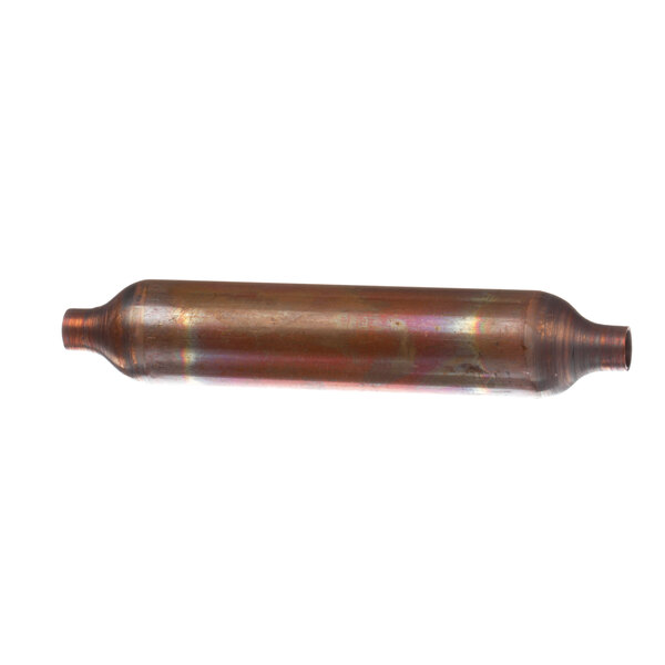 A copper pipe with a metal cap on it.