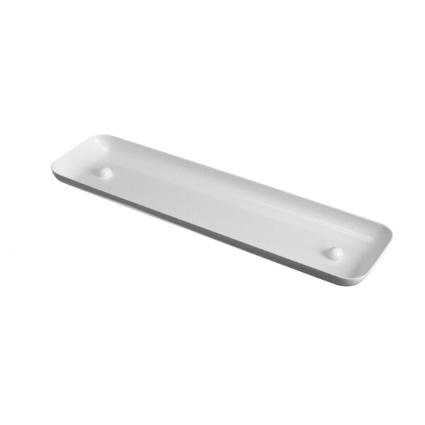 A white rectangular Taylor drip pan with two handles.