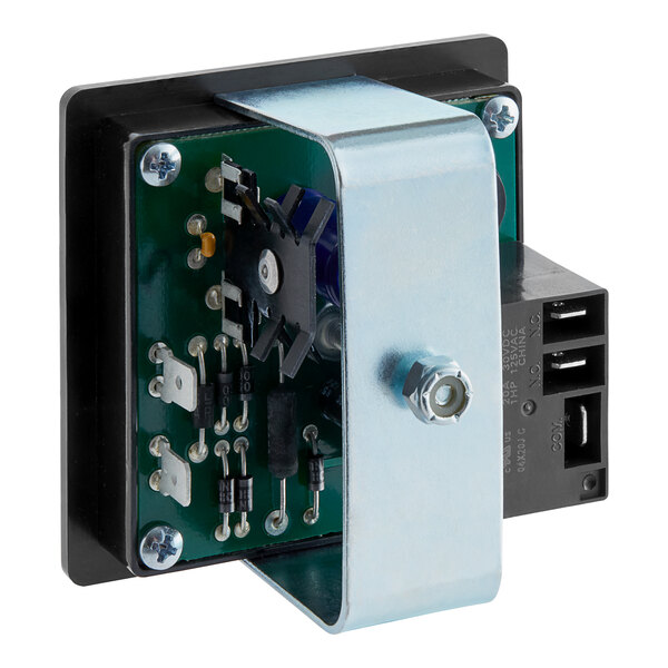 A black and silver metal Cres Cor timer kit with a power switch.