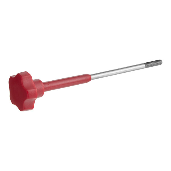 A red and silver Berkel center plate rod with a red knob.