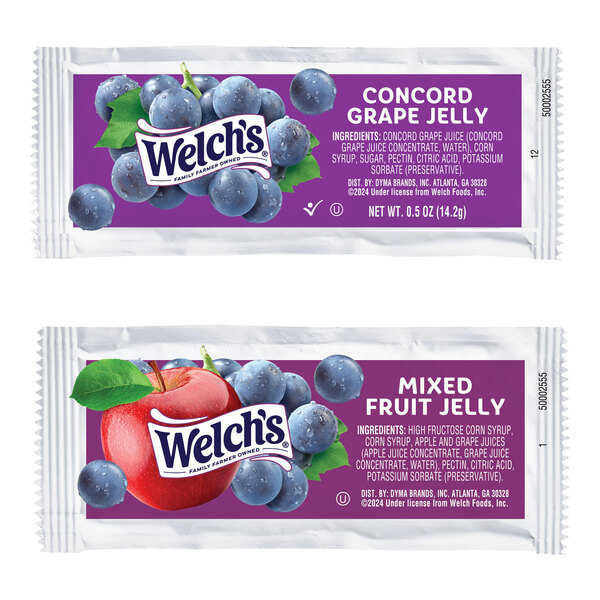 Grape & Mixed Fruit Jelly 10 Gram Portion Packet - 200/Case