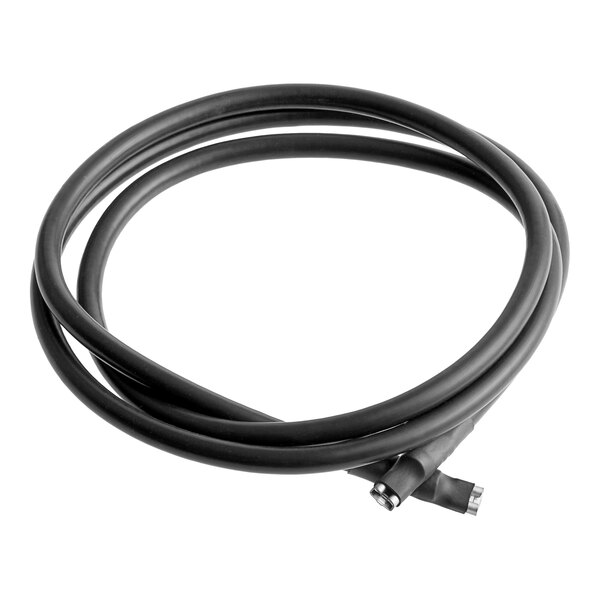 A black cable with a silver tip.