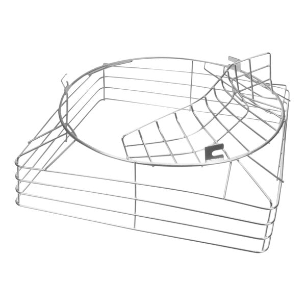 A metal wire feeder basket with a curved design for a Zumex juicer.