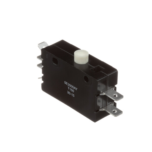 A black and silver Hatco Dpdt switch with white wires.