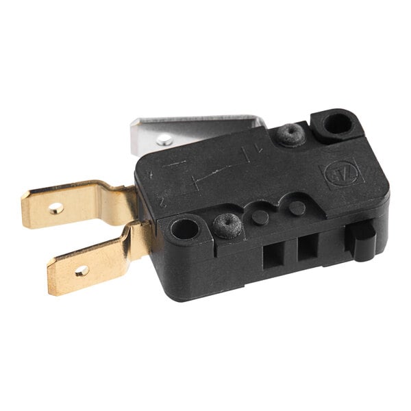 A black and gold Manitowoc Ice float switch with black plastic and holes.