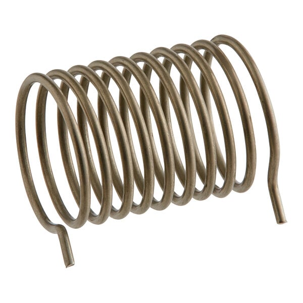 A close-up of a Hobart Top Cover Spring, a metal coil with a spiral on it.