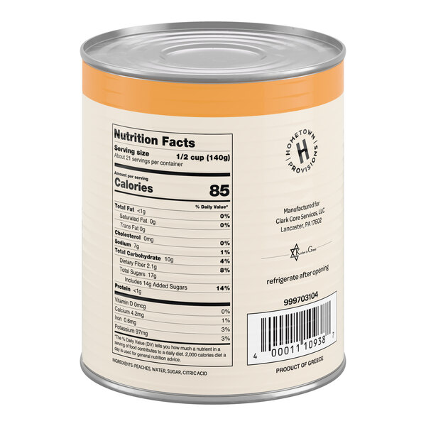 Hometown Provisions #10 Can Diced Peaches in Light Syrup - 6/Case