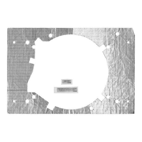 A rectangular metallic conversion kit plate with a large central circular cutout and multiple smaller holes, designed for Lincoln 1301-240V equipment.