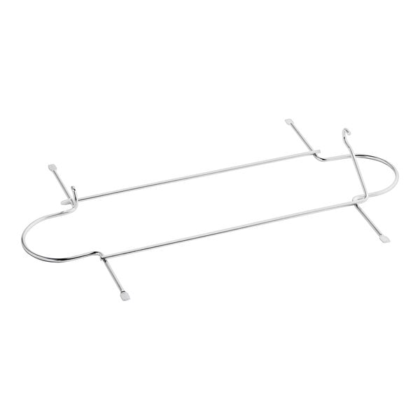 A metal rack with curved metal rods on it.