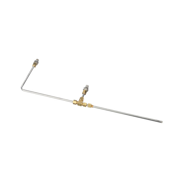 A long metal pipe with a gold tip.