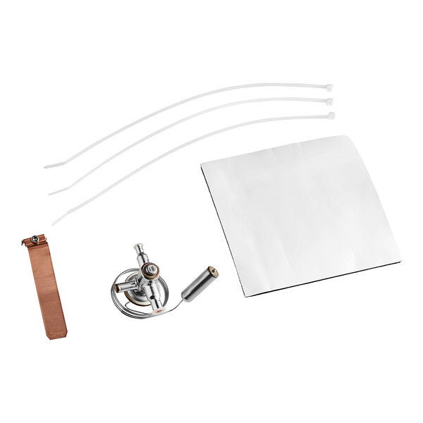 A metal Ice-O-Matic valve with plastic and metal pipes.