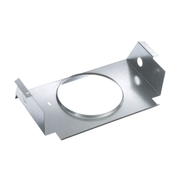 A metal plate with a circle cut out.