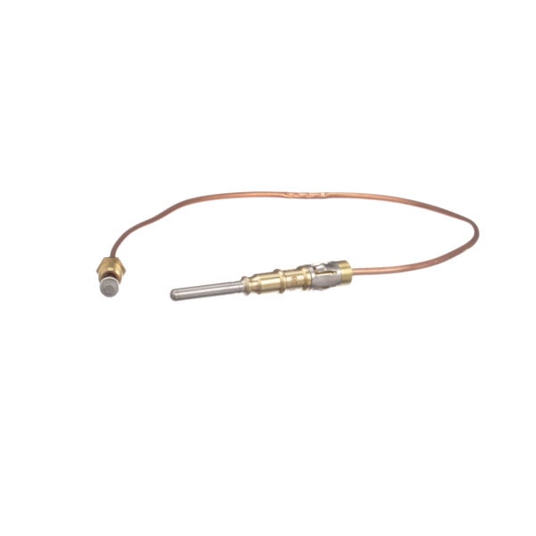 A copper wire with a brass and metal connector.