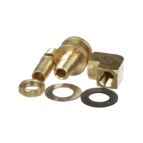 A group of brass fittings and nuts for a Cleveland Spray Nozzle.