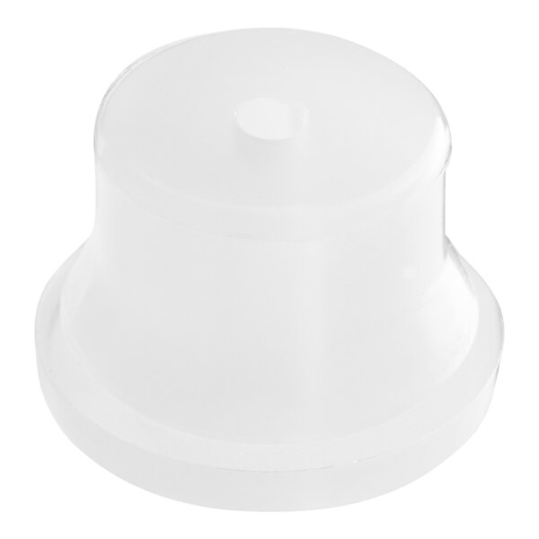 A white plastic lid with a round top.
