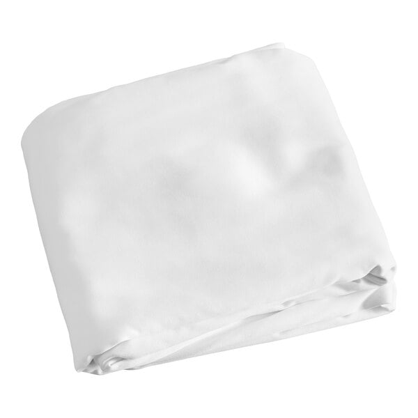 Intedge 132" Round White Seamed 50/50 Poly Cotton Blend Hemmed Tablecloth