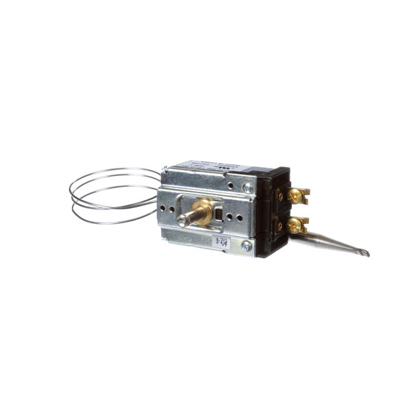 A Gold Medal thermostat with wires attached.