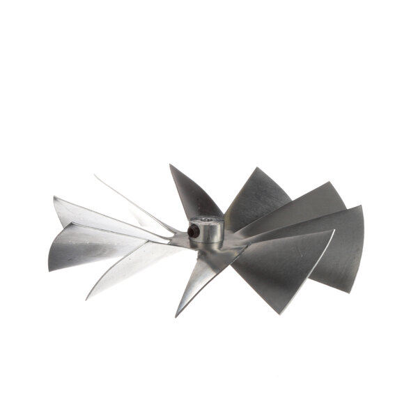 A close-up of a Baxter 5 inch metal blade propeller.