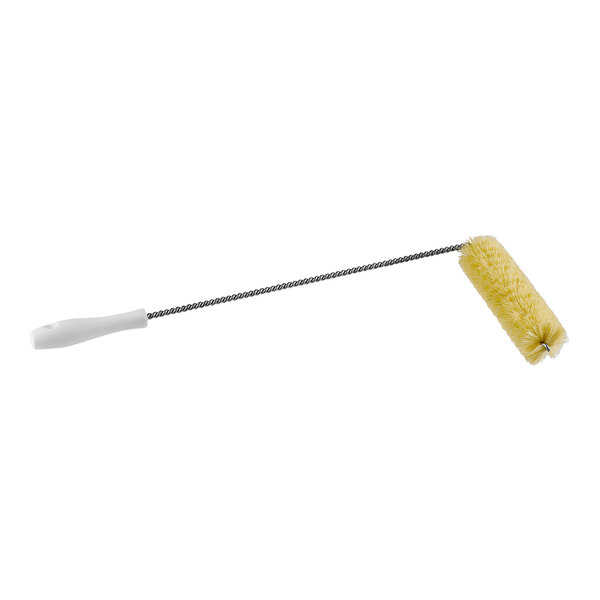 A yellow round Frymaster brush with a white handle.