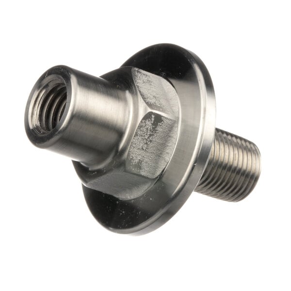 A stainless steel Scotsman auger stud with a nut on it.