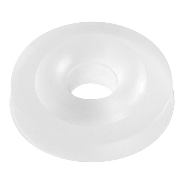 A white round gasket with a hole in the middle.