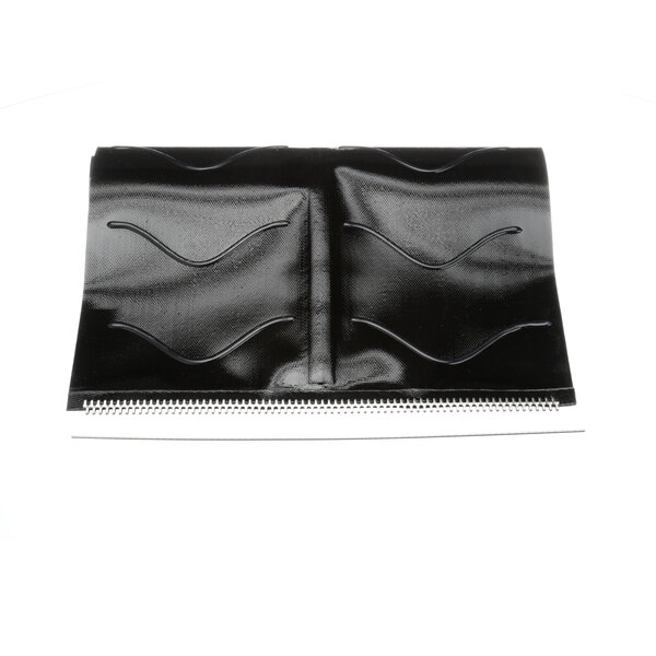 A black rubber belt with a zipper.