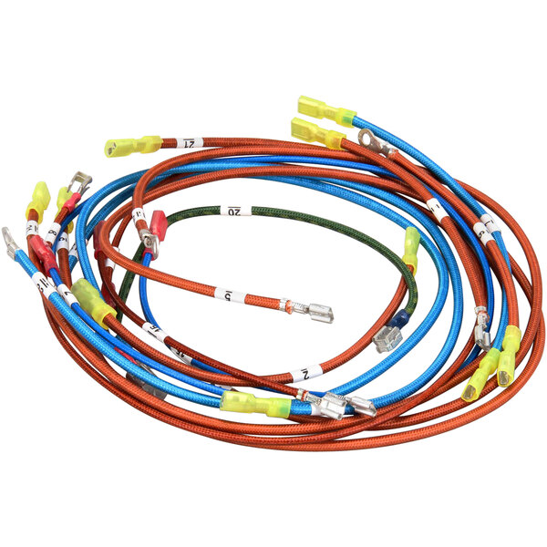 A group of colorful wires including white, black, and green.