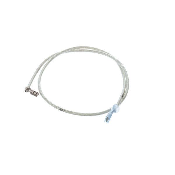 A white cable with a blue clip.