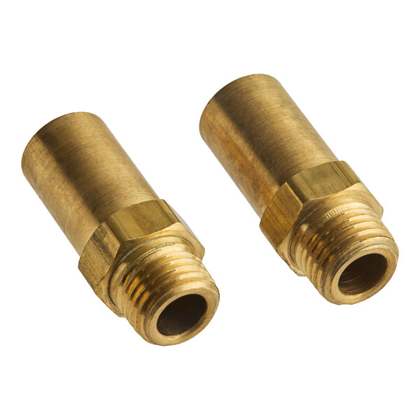 A set of two brass orifices with threaded ends, used for Blodgett equipment.