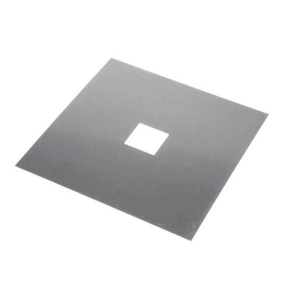 A white square metal plate with a square cutout.