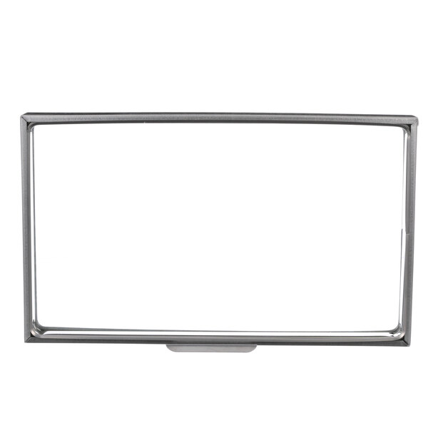 A rectangular metal frame with a white background.