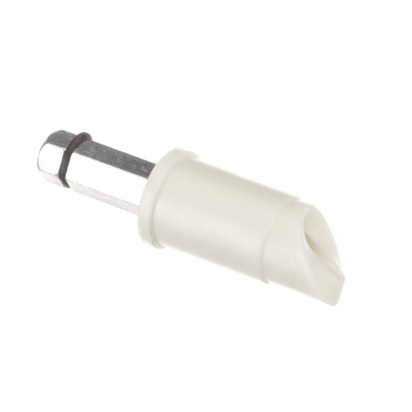 A white plastic rod with a metal end.