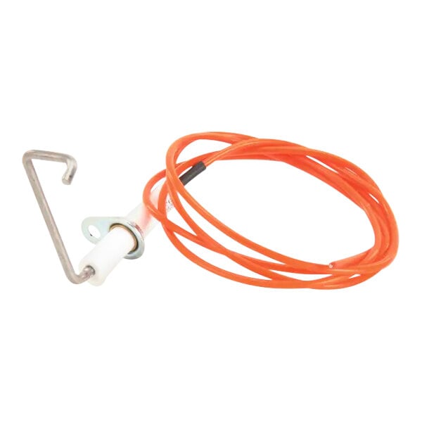 An igniter sensor with an orange wire and metal mounting bracket.