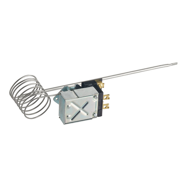 A Vulcan thermostat with a wire attached to a long metal rod.