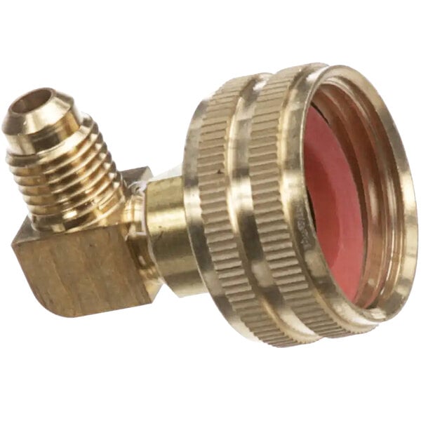 A close-up of a brass fitting assembly for a Grindmaster-Cecilware 1/4 Flare Compre fitting.