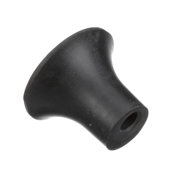 A black rubber foot with a hole in it.