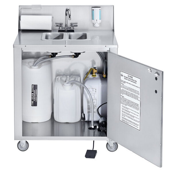 a white container with a black label