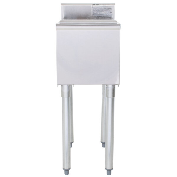 A white rectangular Eagle Group ice chest with a metal base.