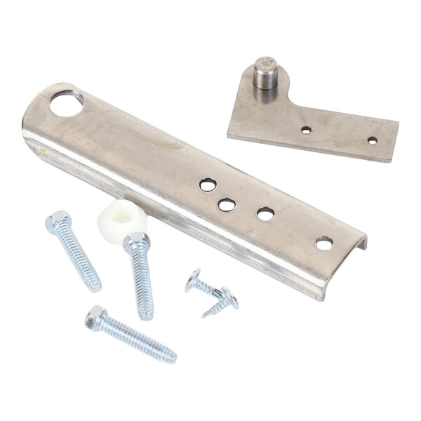 A metal hinge kit with screws and hardware for True Refrigeration units.