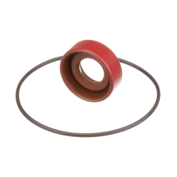 A red rubber seal with a black ring.