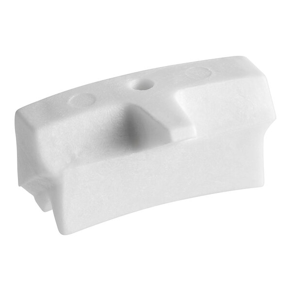 A white plastic Hobart adjustable shoe with holes.