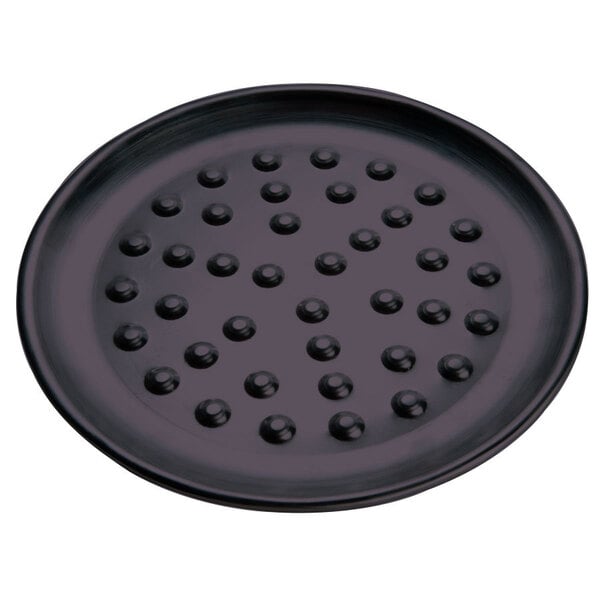 An American Metalcraft hard coat anodized aluminum pizza pan with nibs.